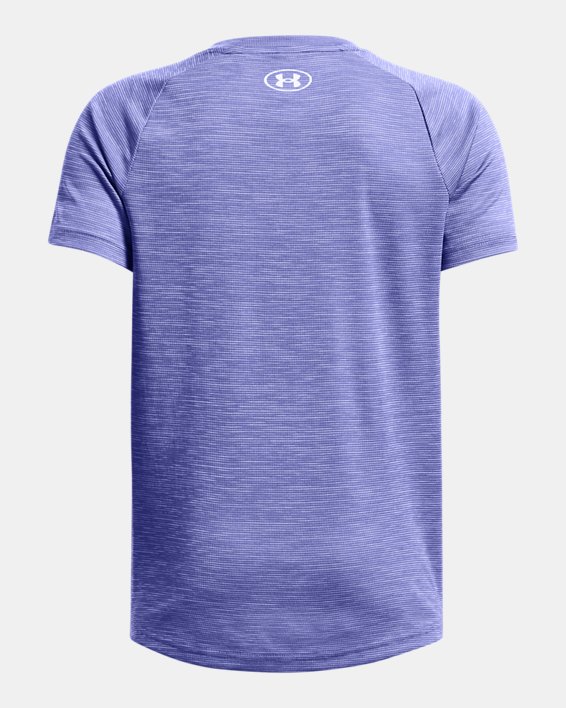 Boys' UA Tech™ Textured Short Sleeve in Purple image number 1